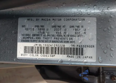 2010 Mazda Mazda3 I Touring z USA, uszkodzony, nr VIN JM1BL1SG2A1292228